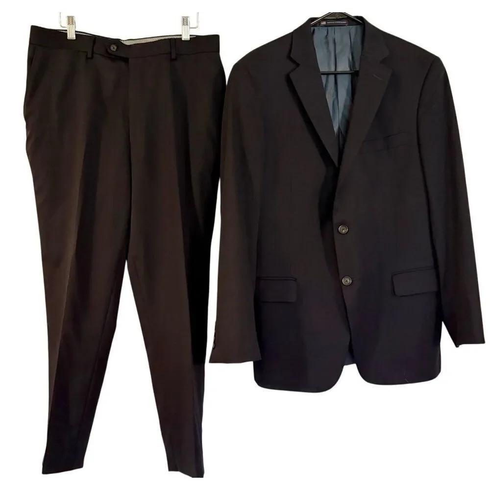 Hart Schaffner Marx navy two button  wool suit size 42r